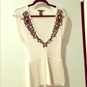 Beaded V Neck Blouse