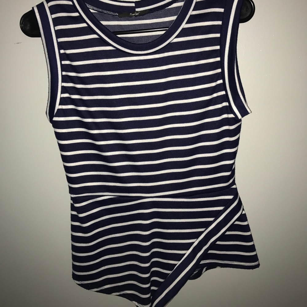 PAPAYA Unbalanced Cut Stripe Tank Top NWOT