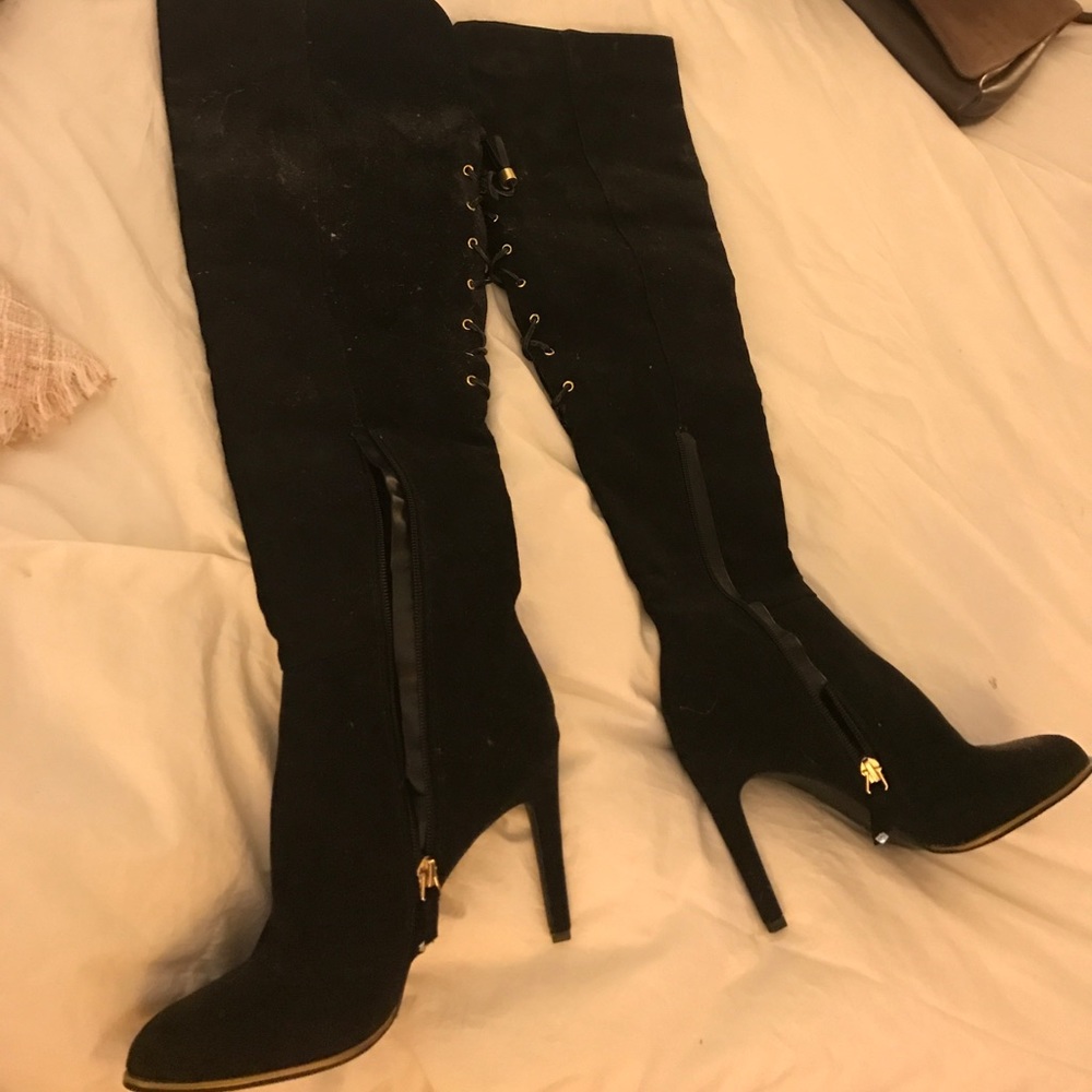 Sam and Libby black suede boots! Worn once!