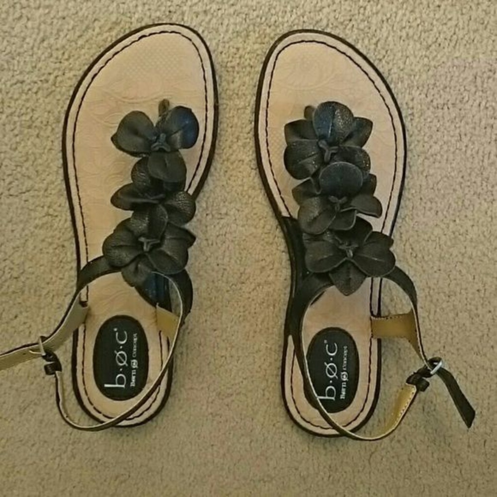 Boc Black Flowered Sandals