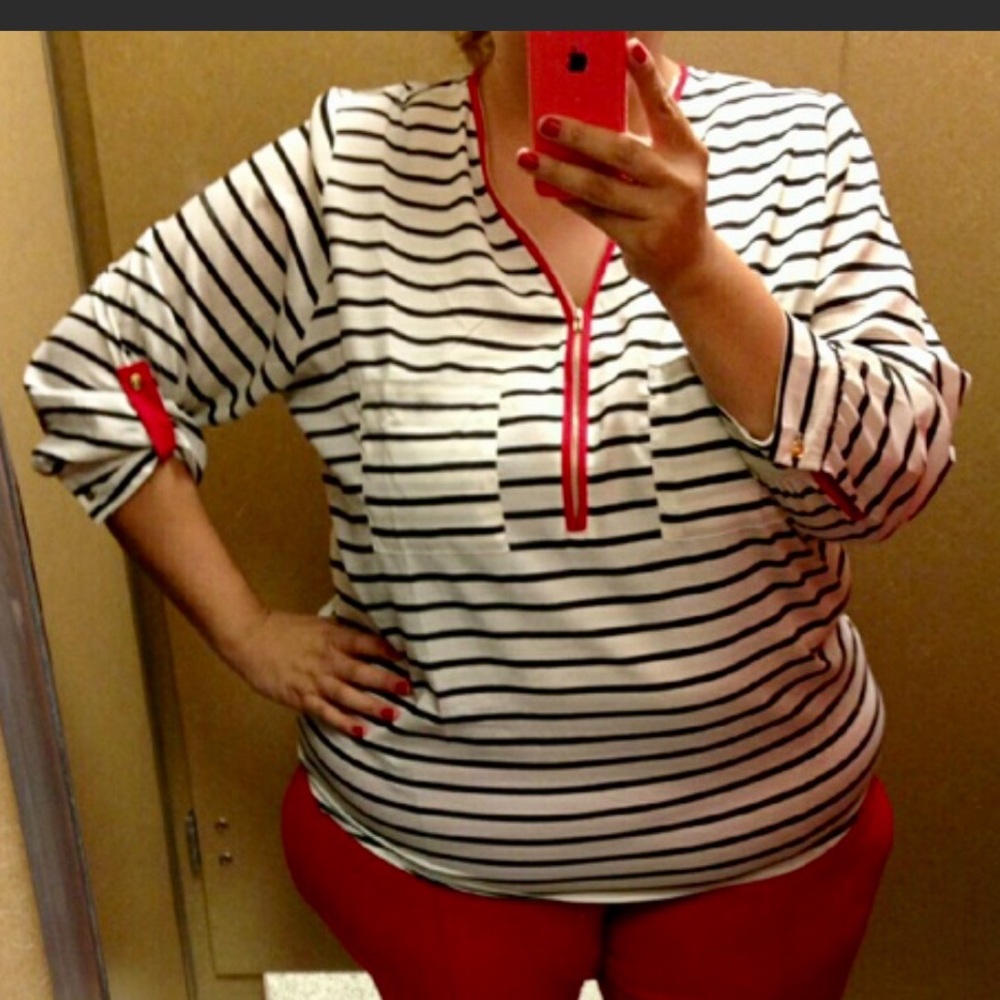Dressy zip front top