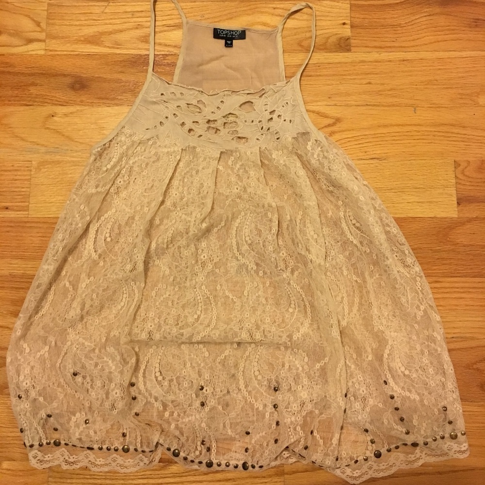 Sheer long cream tank