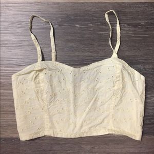 Pins & Needles Ivory Eyelet Crop Tank Size S