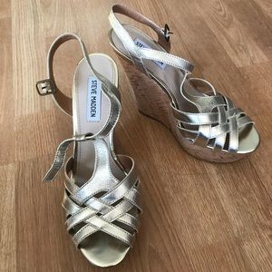 Gold Steve Madden wedges, size 8.5