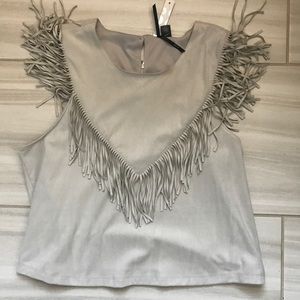 Grey Suede with Fringe Top