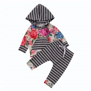 Floral striped infant jogger