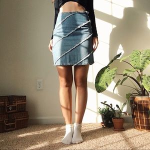 Denim skirt with fringe detailing