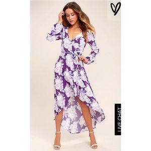 Lucy Love Raw Beauty Purple Floral High-Low Dress