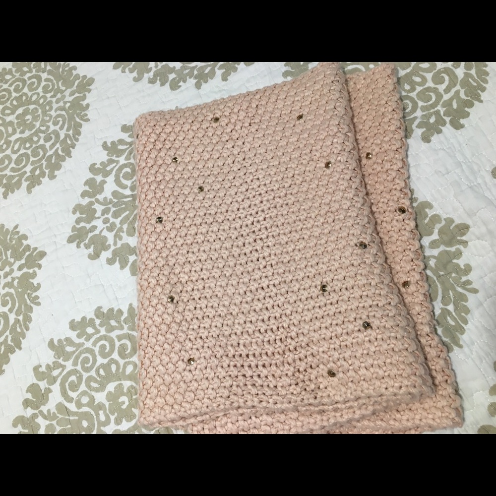 Pink Infinity Scarf with Rose Gold Studs