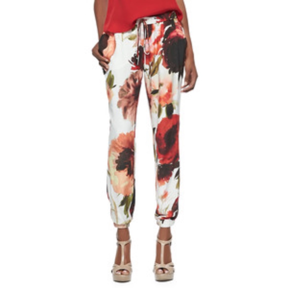 Haute Hippie Floral Print Silk Track Pants