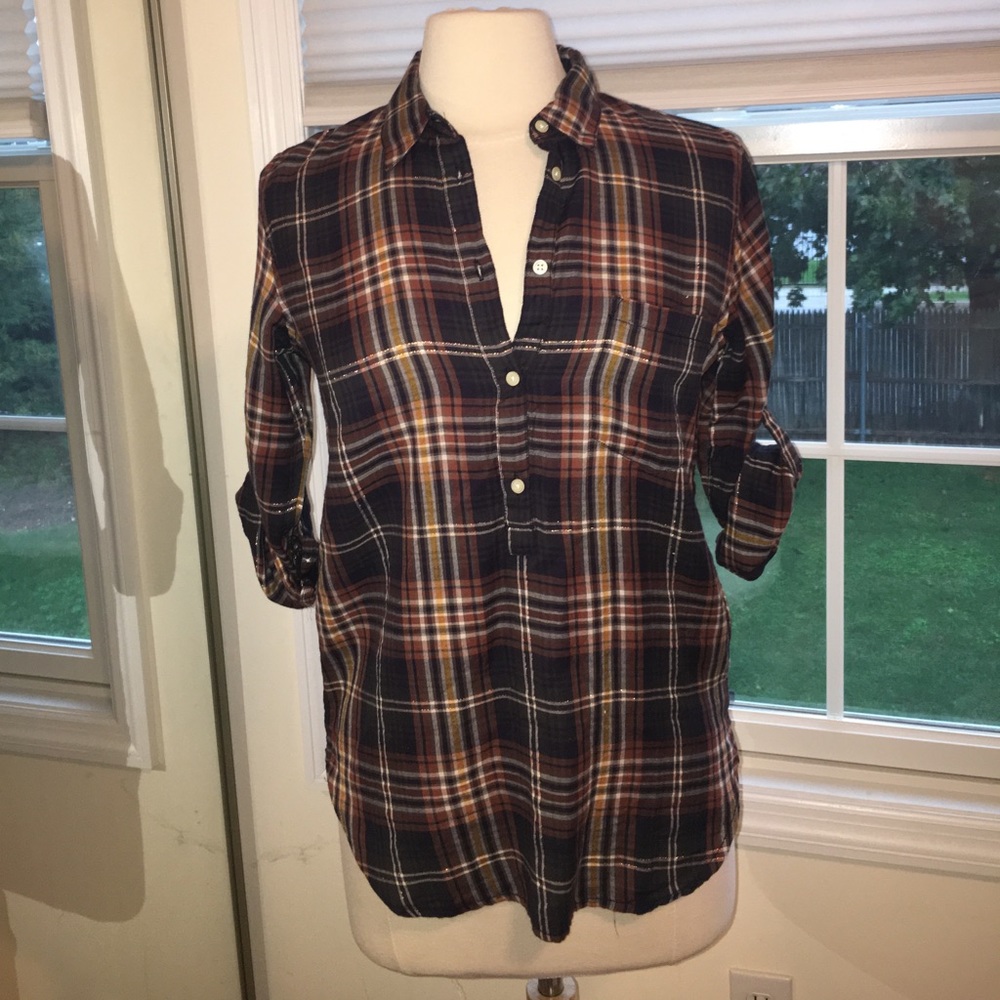 Plaid Button Pullover Shirt