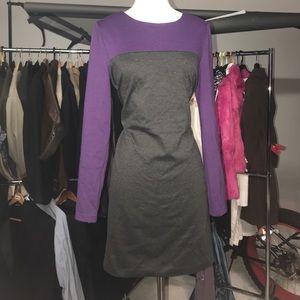 purple and gray Michael Kors long sleeve dress