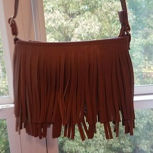 Brown fringe bag
