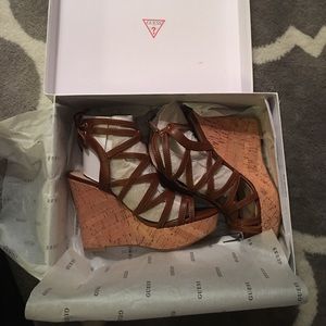 Size 6 Brown platform wedges from GUESS