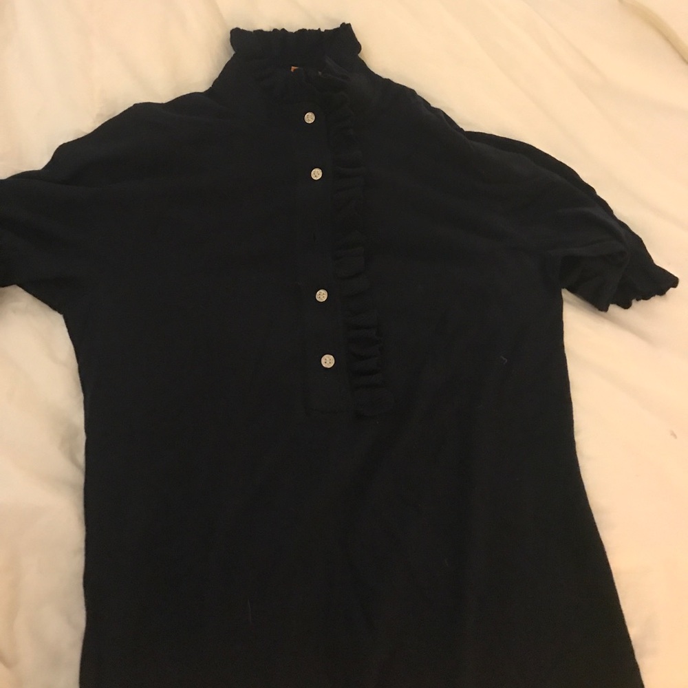 Tory Burch short sleeve sweater with pretty button