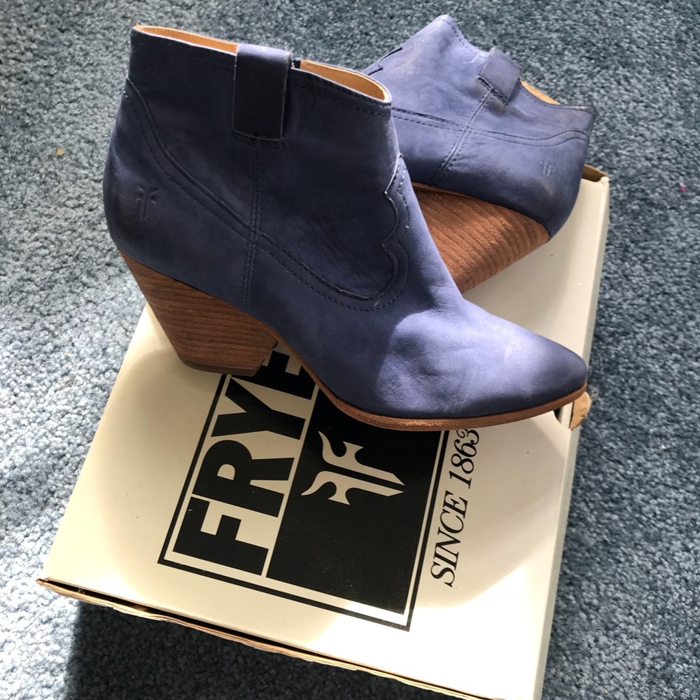 Frye “Reina” boots in Indigo blue.