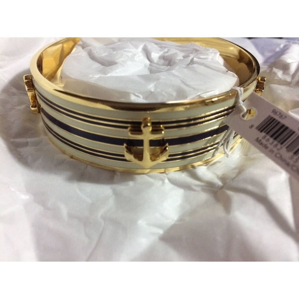 COACH Blue/White/Gold Stripe Nautical 1/2" Bangle
