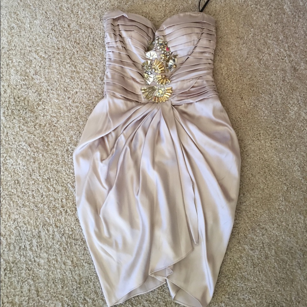 Bebe nude satin dress (size small)