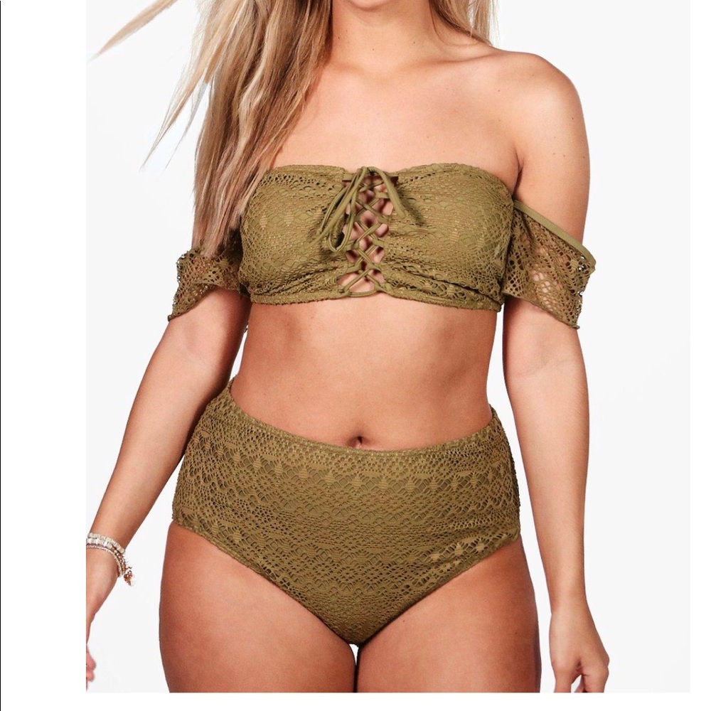 Off the shoulder high waisted swimming suit