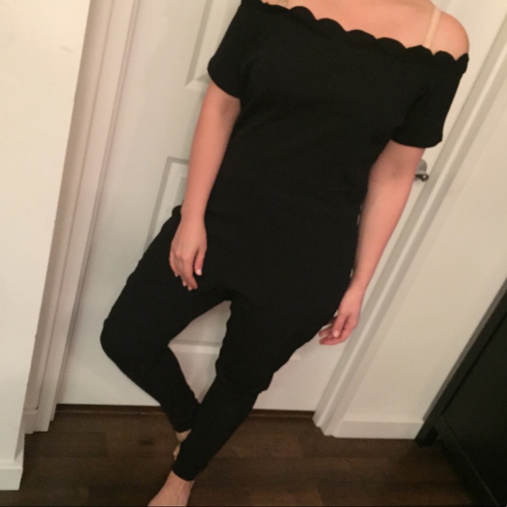 Boohoo plus scallop jumpsuit