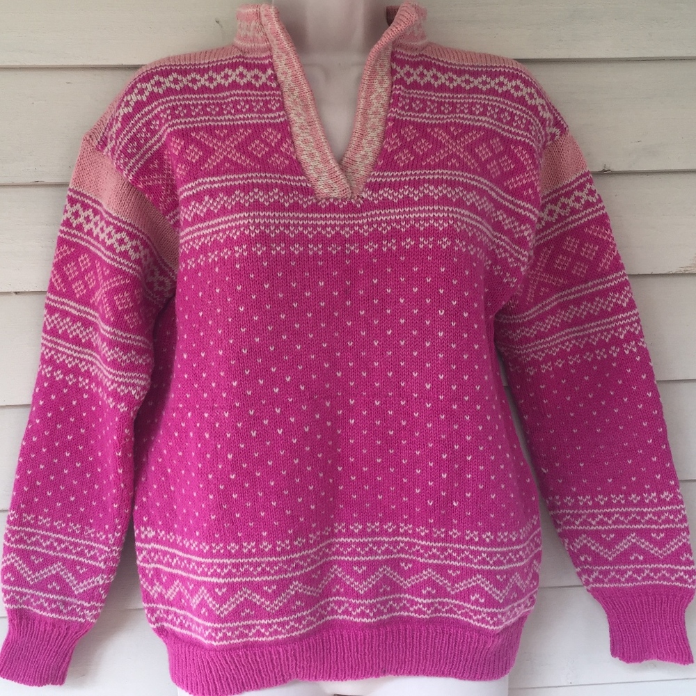 DIA Icelandic style pink wool sweater! GORGEOUS!38