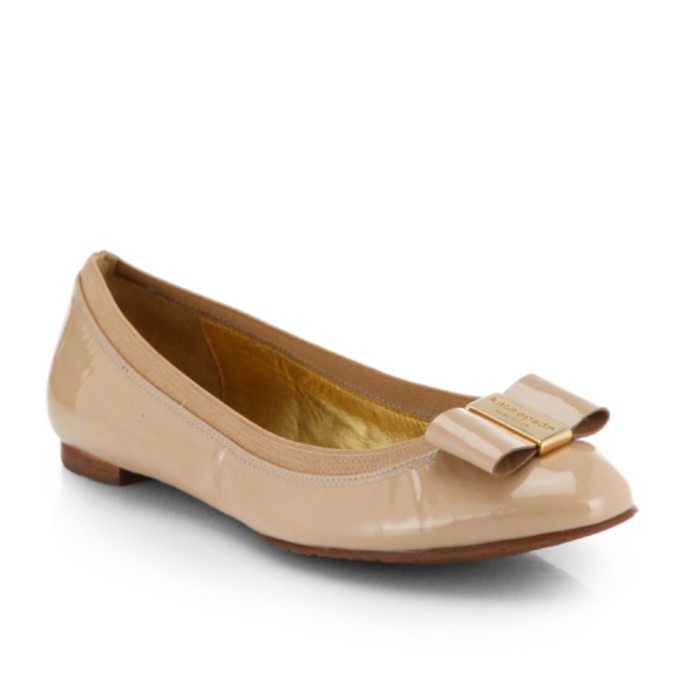 Kate Spade Tock Patent Leather Bow Ballet Flats