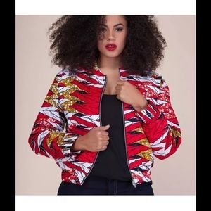 Grass-Fields African Print Bomber Jacket