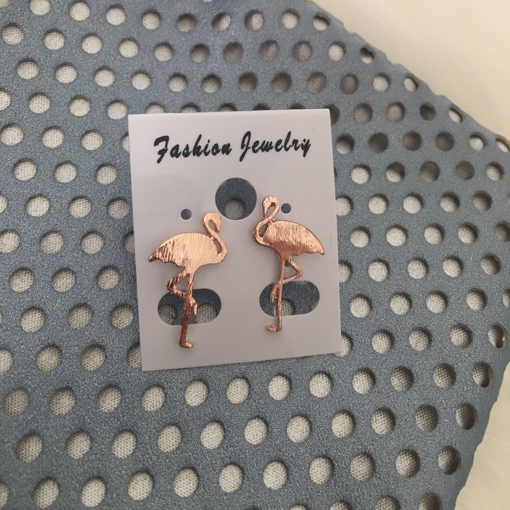 Flamingo Rose Gold Plated Earrings