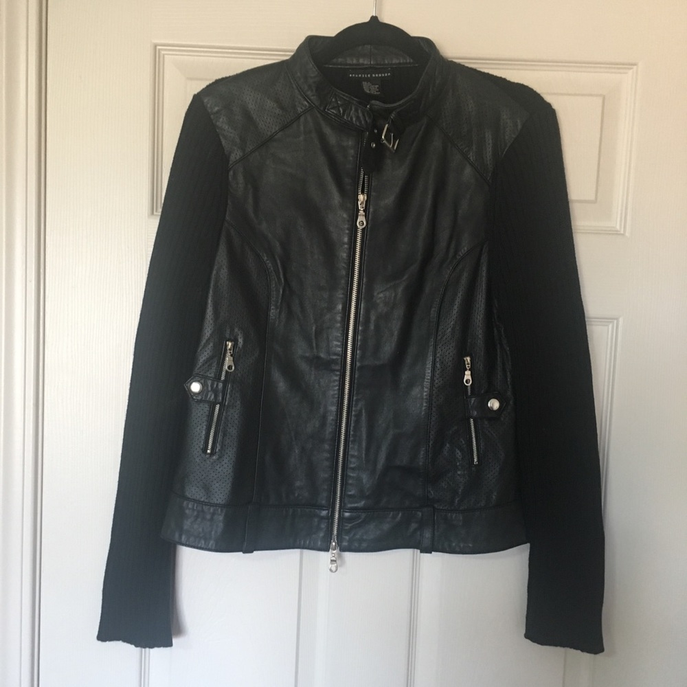 Real leather sweater jacket Size M