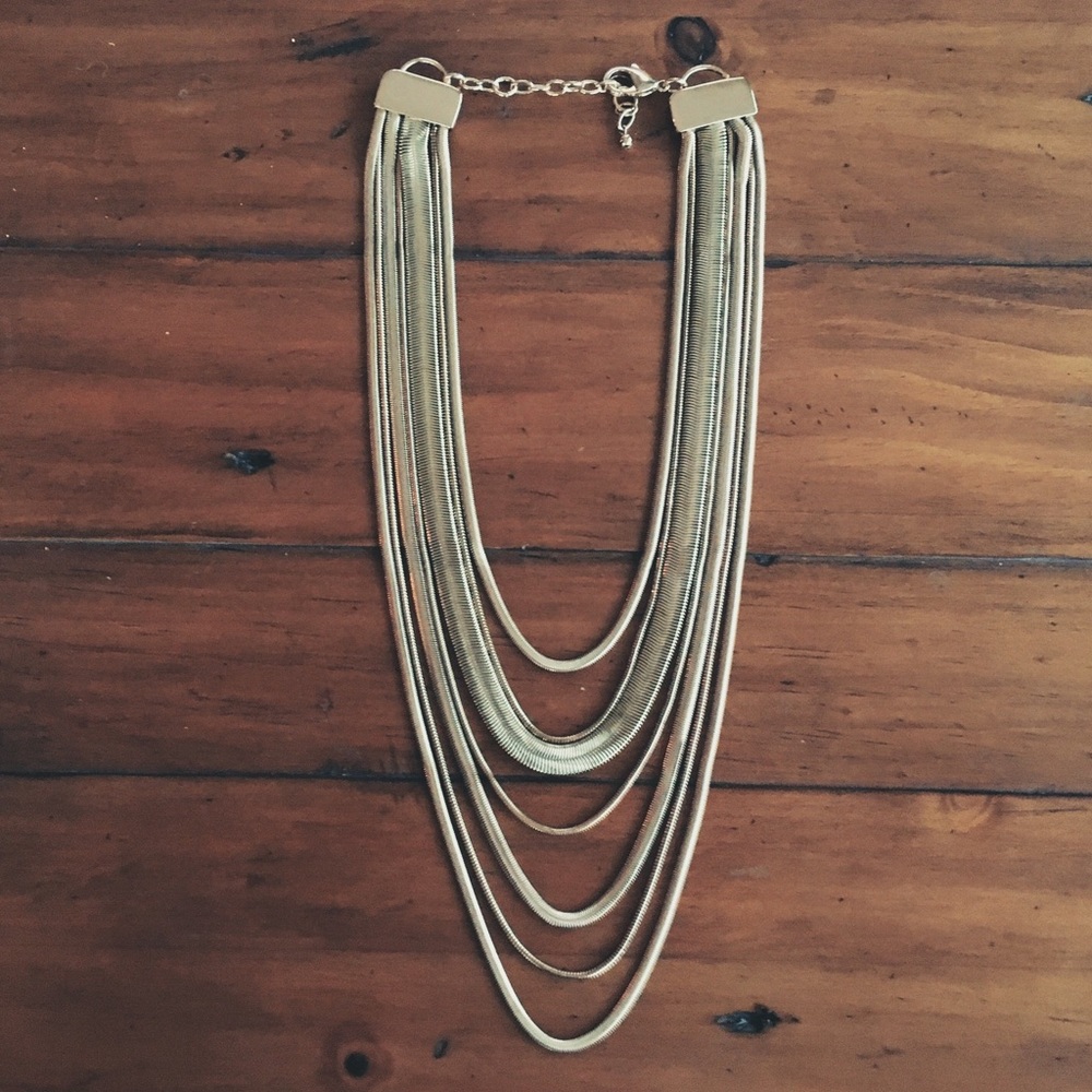 Multi chain gold necklace