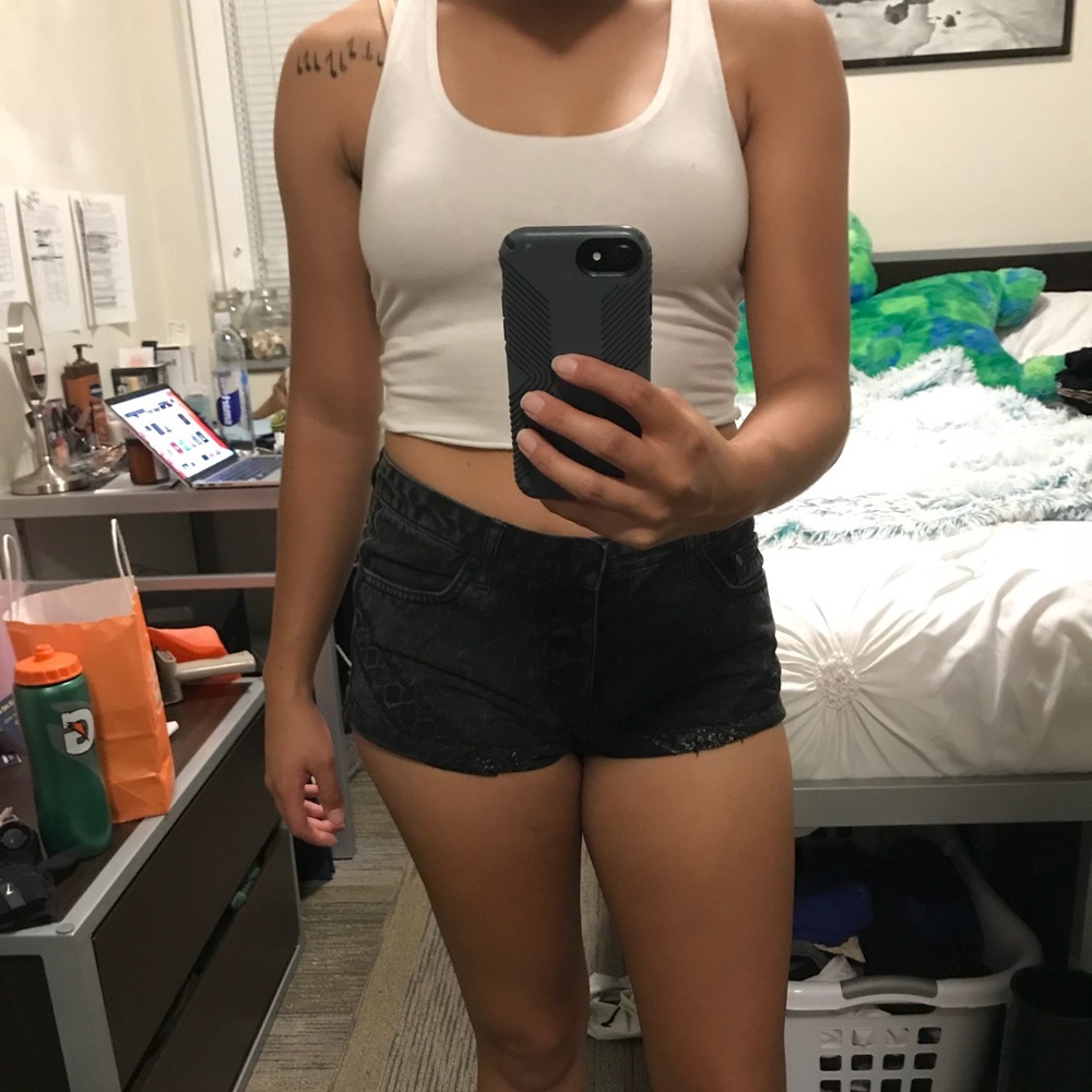 Cotton On Mid Rise Frayed Button Up Shorts