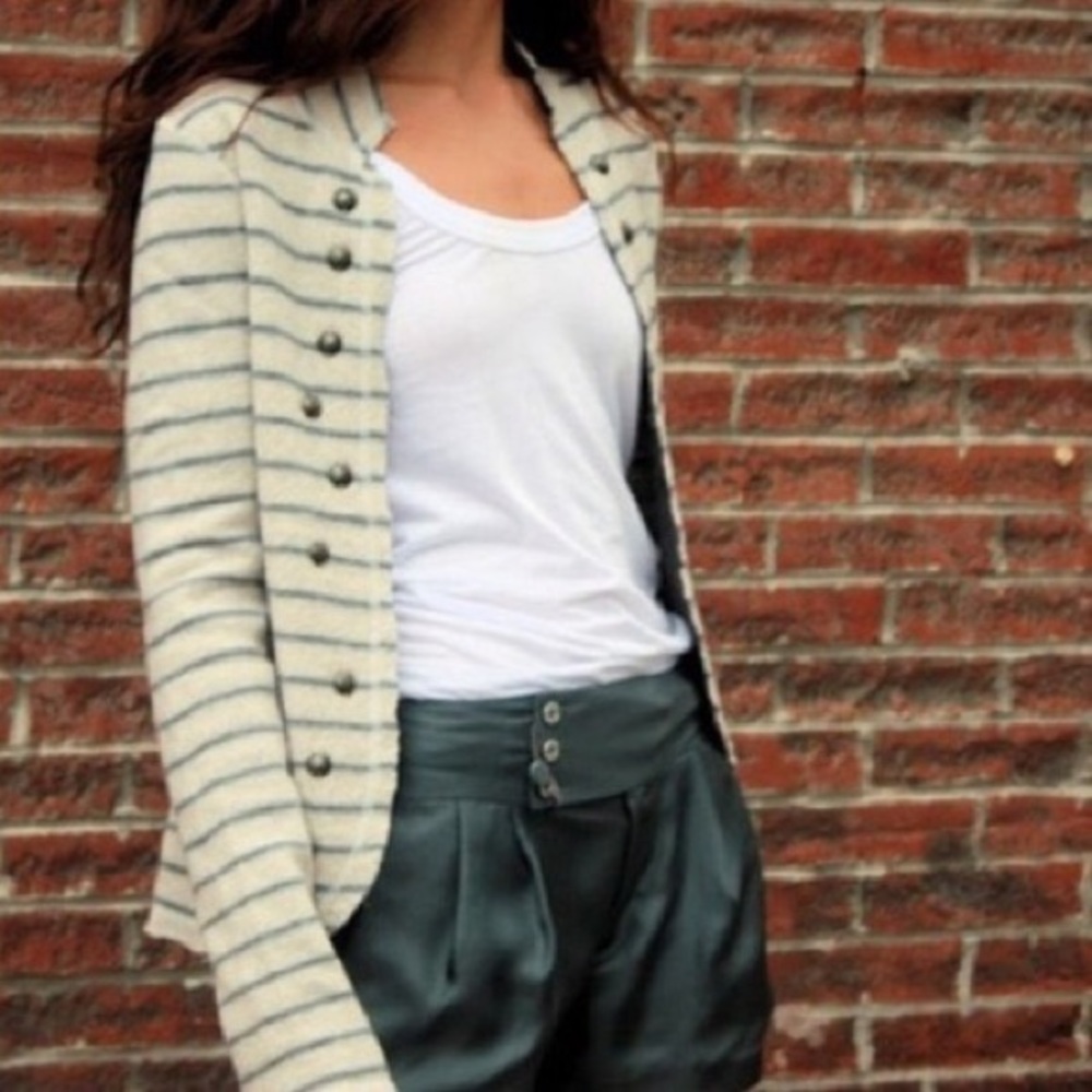 Free People studded striped ivory/grey cardigan