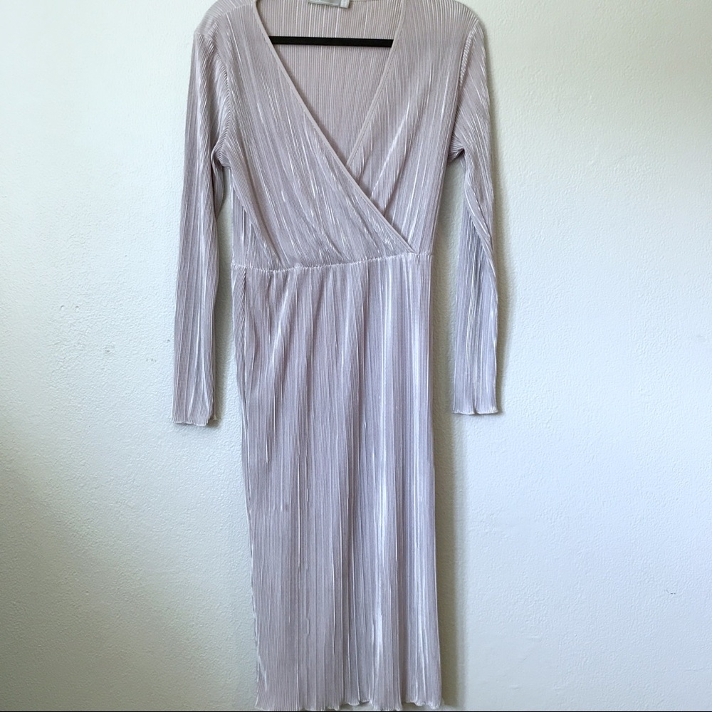 ASOS ribbed dress shimmery greyish cream