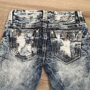Acid washed Miss Me straight leg jeans Sz 24