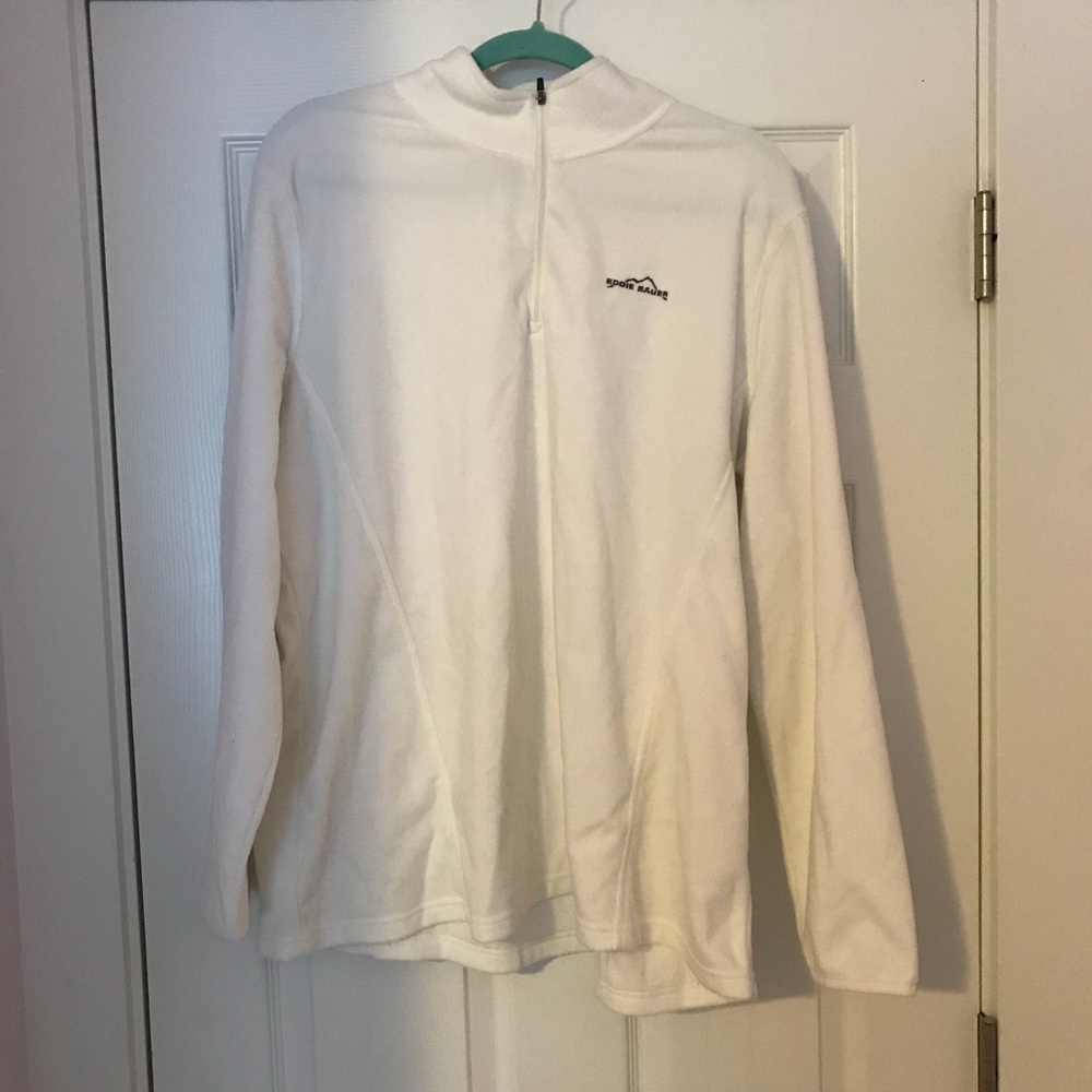 White half zip Eddie Bauer sweatshirt.