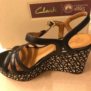 Clarks Black Wedges, Size 7.5