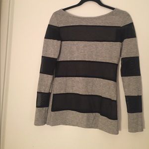 Mesh striped long sleeve tee