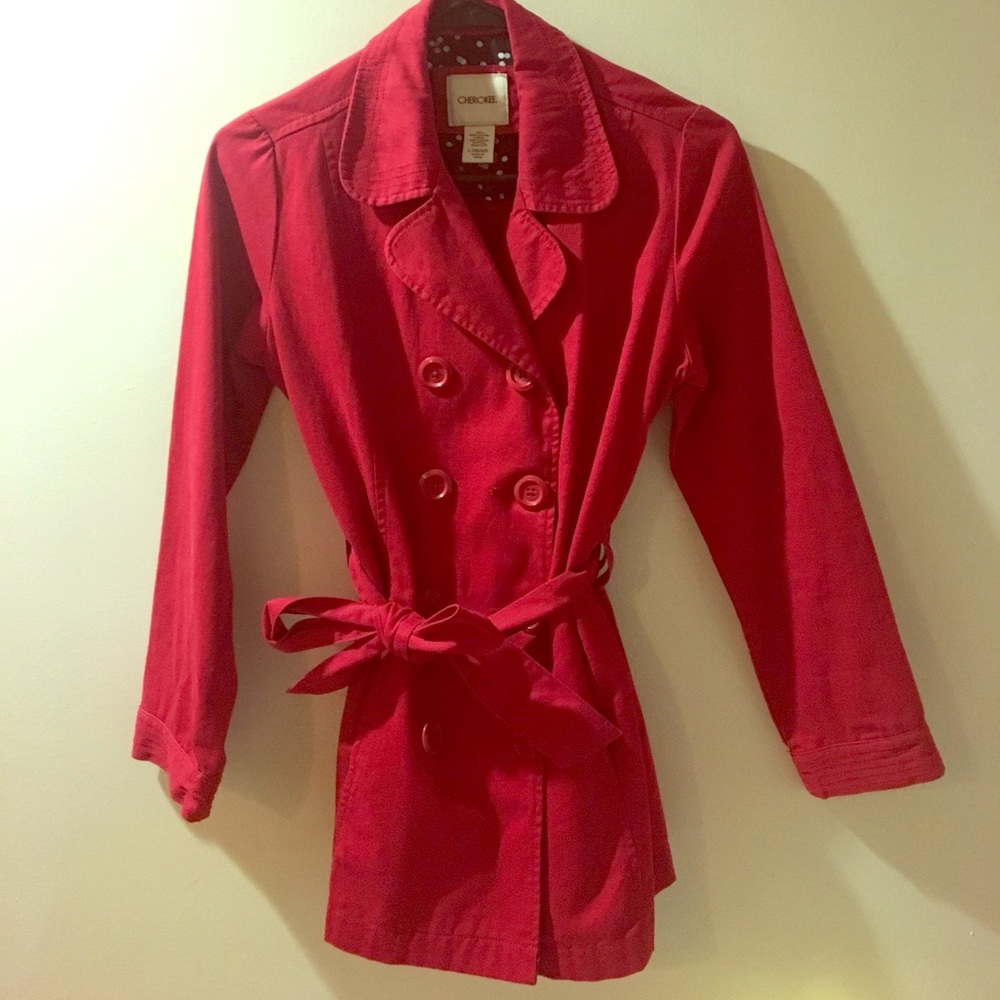 Red cotton trench coat!