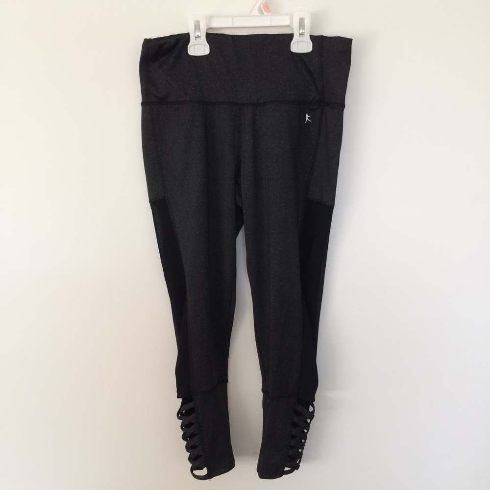 mesh insert caged bottom leggings