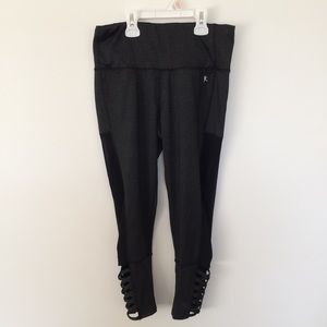 mesh insert caged bottom leggings