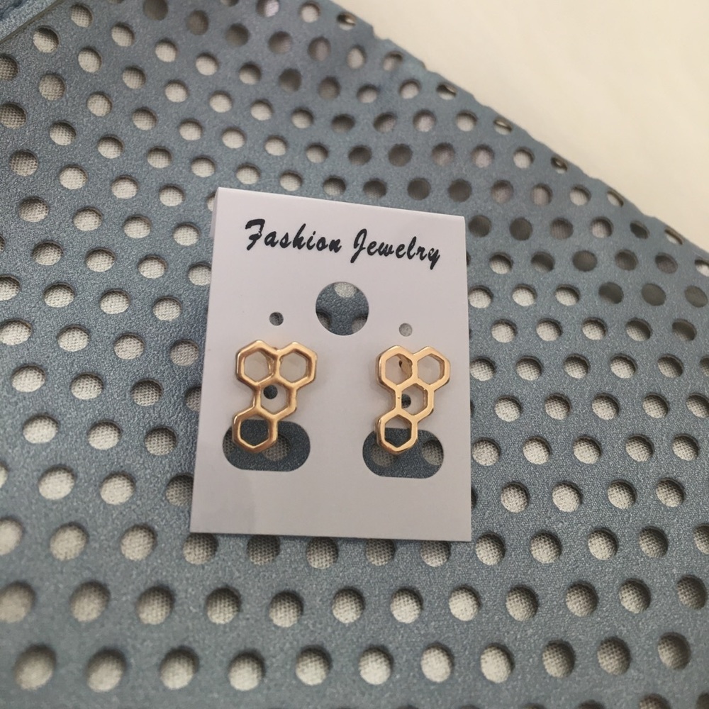 Honeycomb Gold Plated Earrings