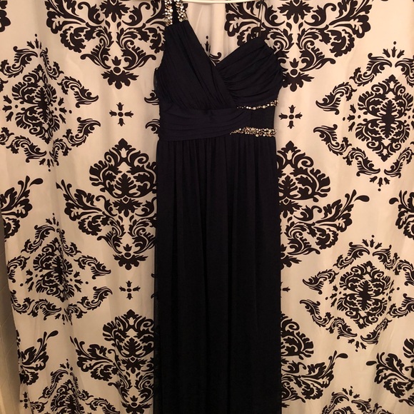 Embellished navy blue floor length dress - Picture 2 of 4