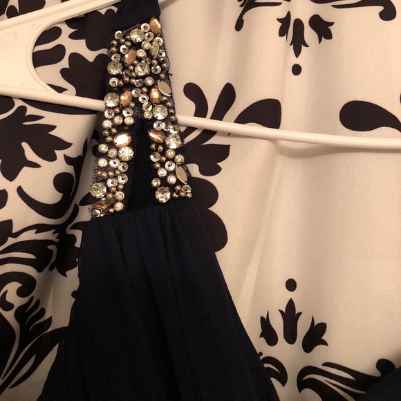 Embellished navy blue floor length dress - Picture 4 of 4