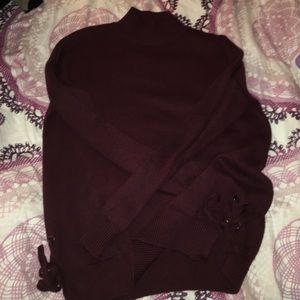 Forever 21 Lace Up Maroon Turtleneck