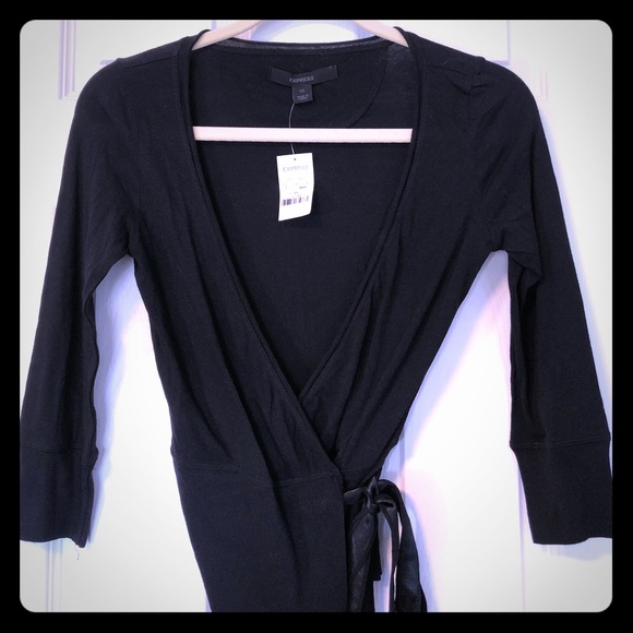 Express Tops - Lightweight ballet wrap shirt with satin tie.