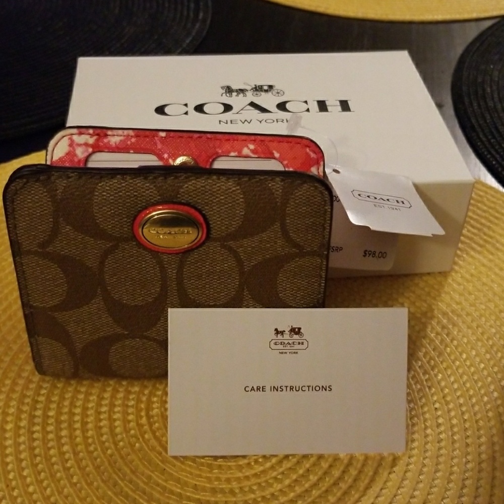 Brown/pink Coach small wallet
