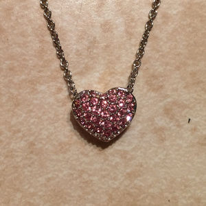 Swarovski Double Sided Pink Crystal Heart Necklace