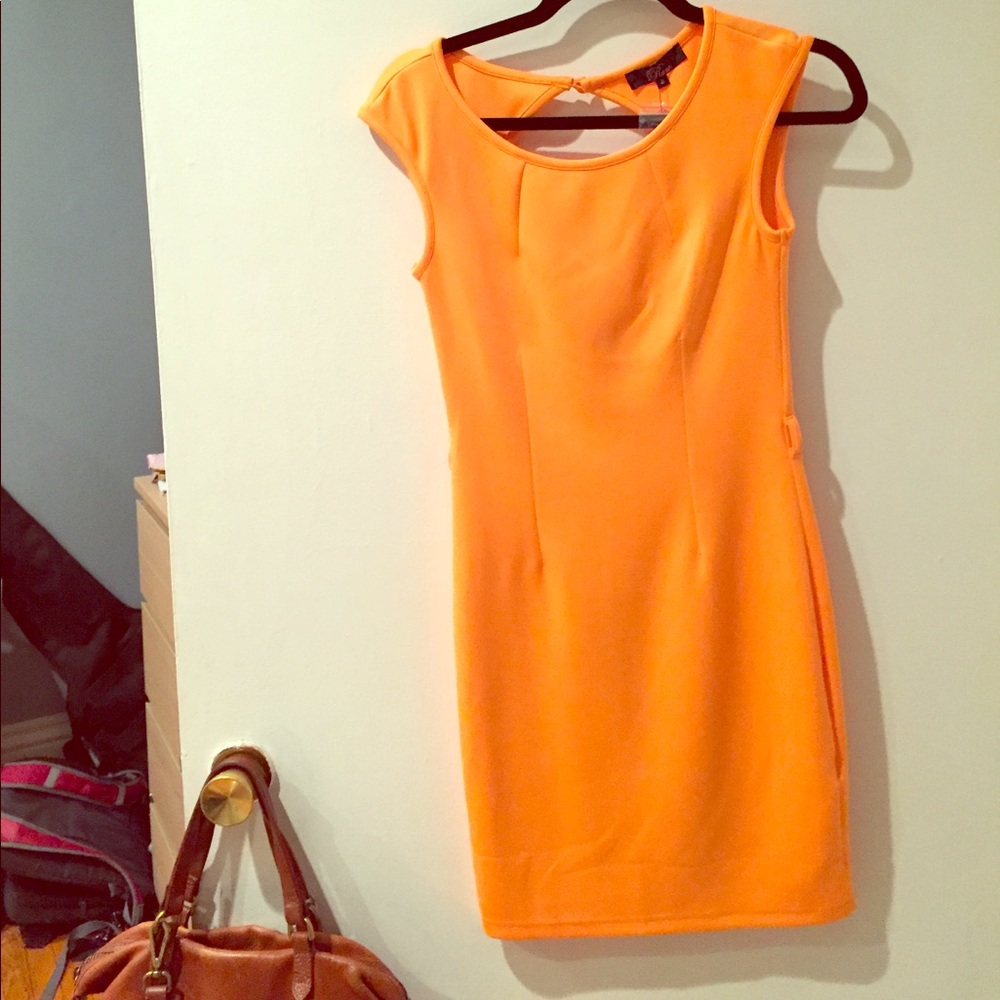 Neon Orange Body Con Dress