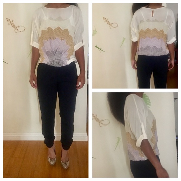 BCBG MaxAzria Beautiful Slouchy Silk Sheer Top M - Picture 8 of 8