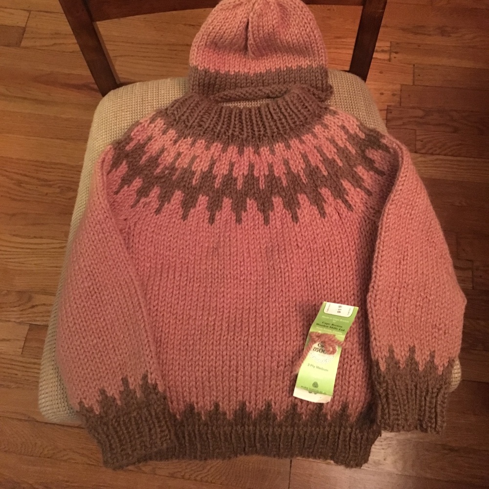 Handmade sweater and matching hat; size "8"